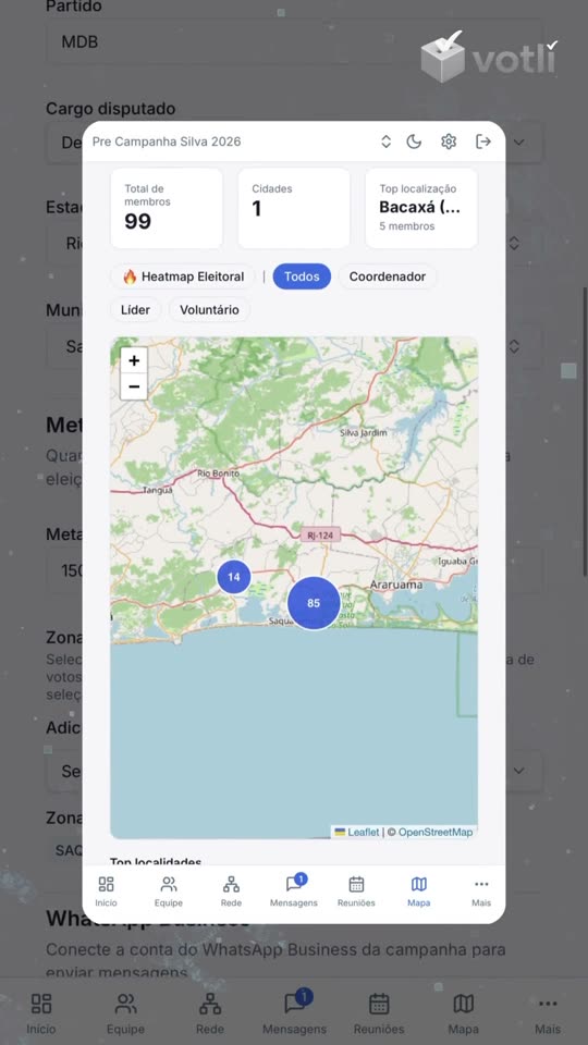 Prévia do app Votli em ação